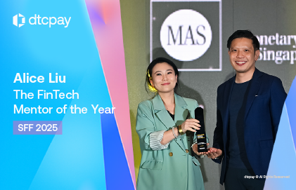Alice Liu, CEO and Founder of dtcpay has been awarded FinTech Mentor of the year at SFF 2025